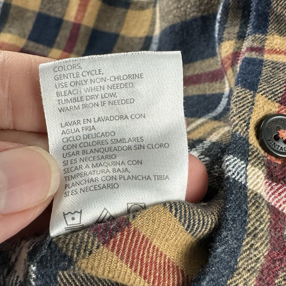 Weatherproof Vintage Shirt Men's L Blue Tan Red Plaid Flannel Lumberjack Outdoor - Picture 4 of 8